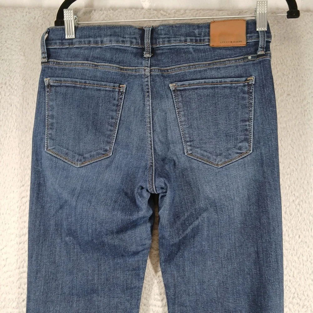 Lucky‎ Brand Brooke Straight Jeans Womens 8/29 Blue Denim Frayed Hem EUC